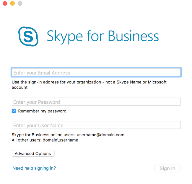 skype for business mac video